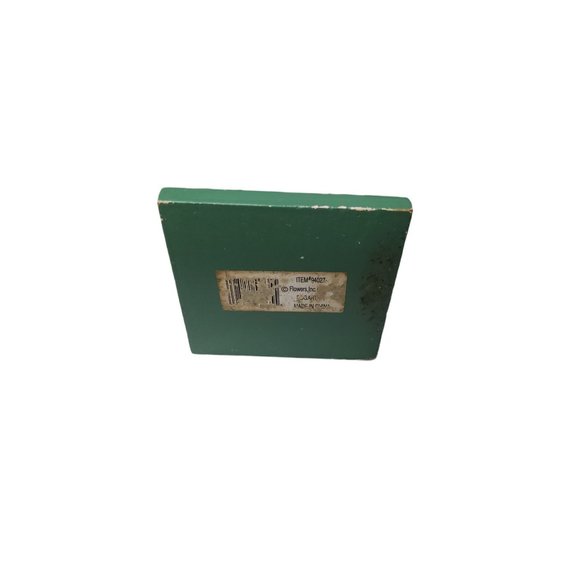 VTG Handpainted Floral Wooden Flower Vase in green, blue, and pink with plastic - Picture 4 of 4